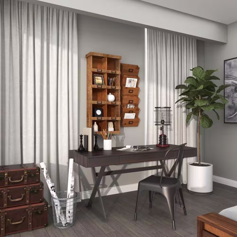 Litton Lane Brown 10-Cubbies Wood Wall Shelf