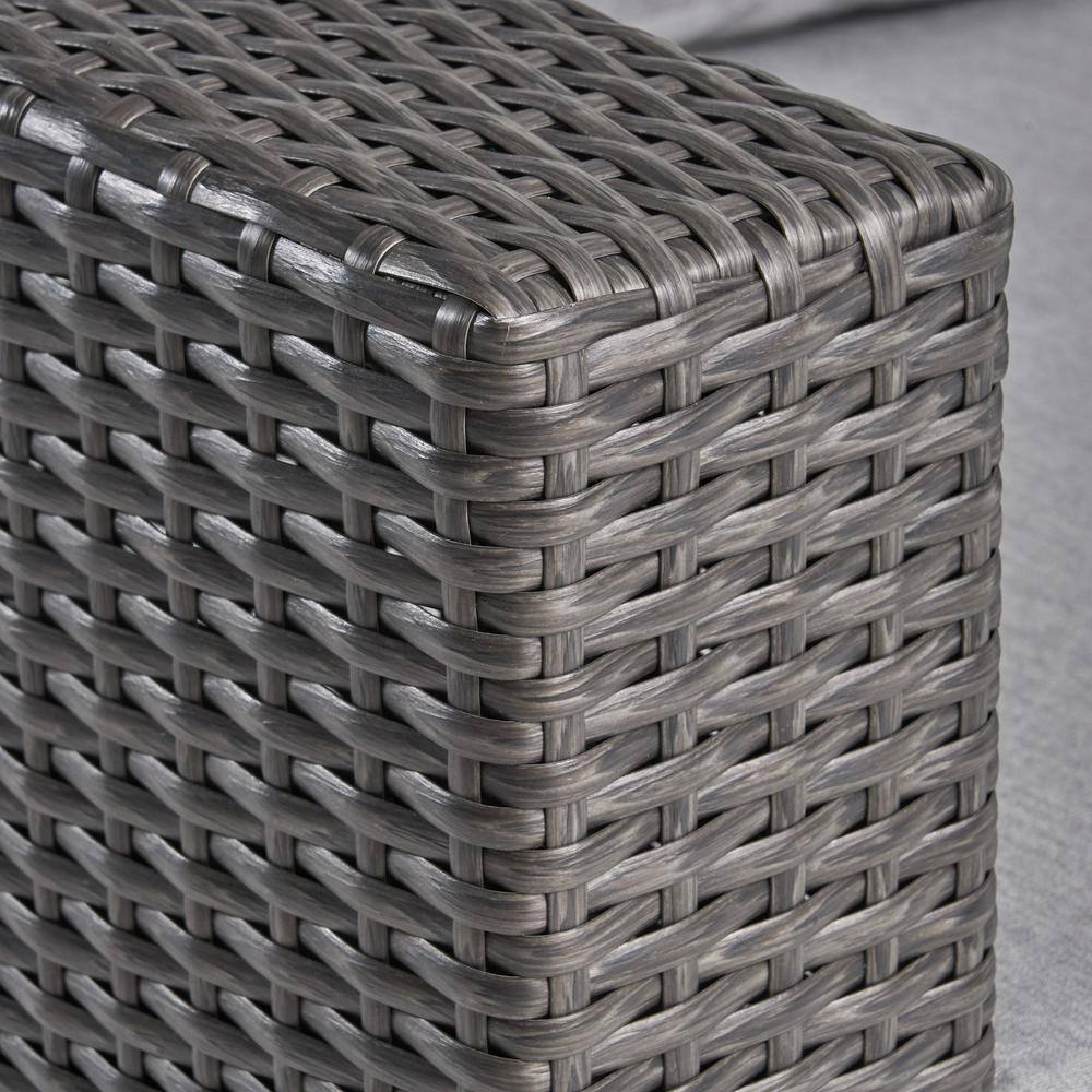 Noble House Santa Rosa Grey 7-Piece Faux Rattan Patio Conversation Sectional Seating Set with Sunbrella Canvas Granite Cushions