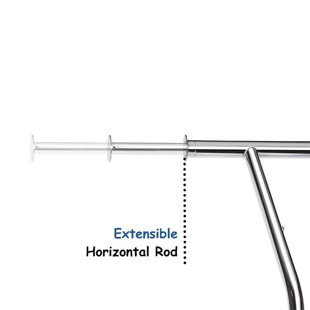 None Chrome Metal Garment Clothes Rack Double Rods 42 in. W x 68 in. H