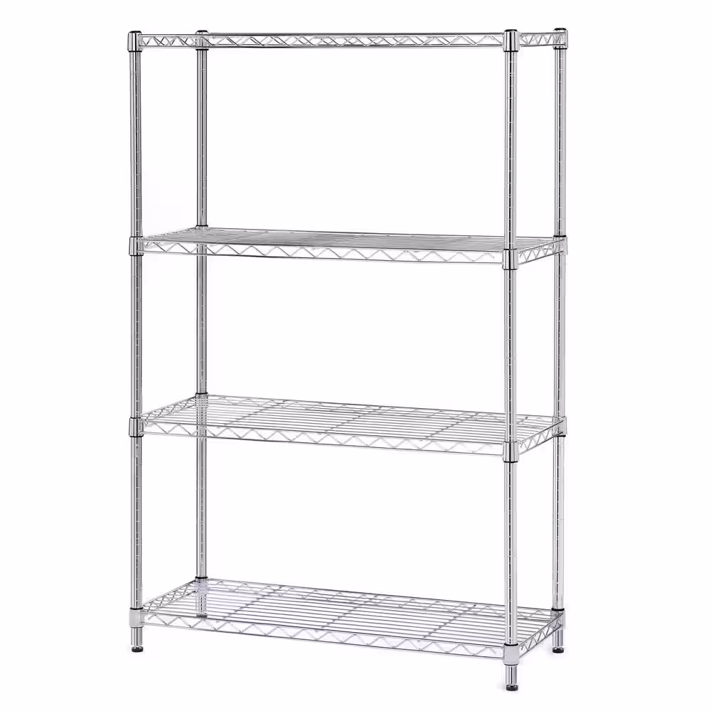 Seville Classics Chrome Plated 4-Tier Heavy Duty Steel Wire Garage Storage Shelving Unit (36 in. W x 56.5 in. H x 14 in. D)