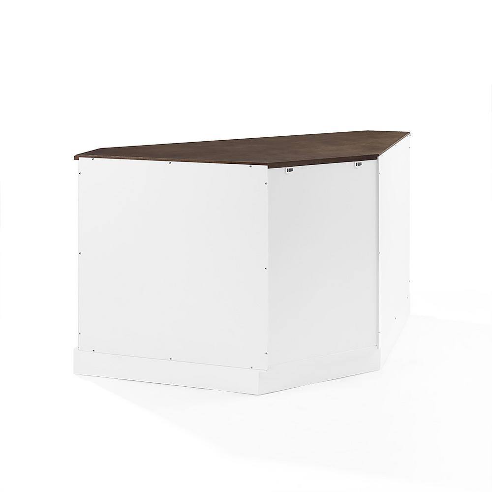 CROSLEY FURNITURE Winslow 53.25 in. White Triangle Composite Top Console Table with Dog Crate