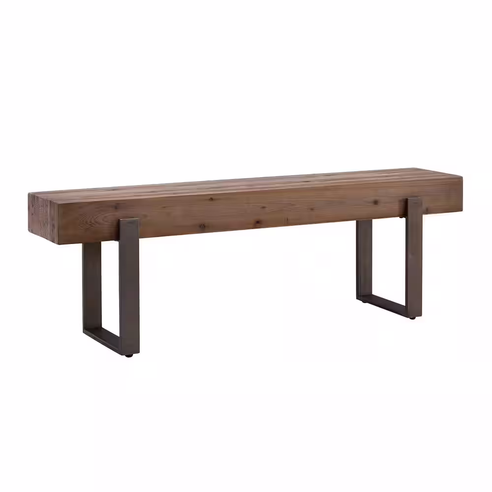 Southern Enterprises Gavrielle Natural Reclaimed Wood Rustic Industrial Bench