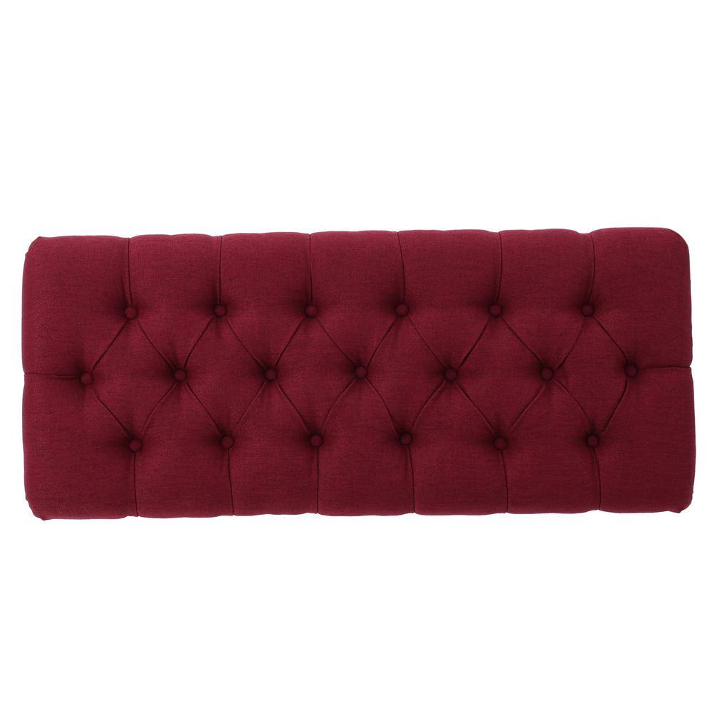 Noble House Scarlett Deep Red Bench Upholstered (16.75 in. x 41 in. x 17.25 in.)