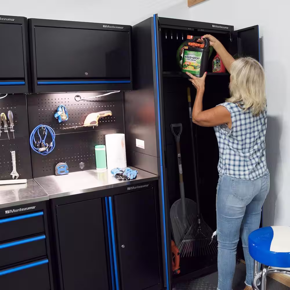 Montezuma 30.5 in. W x 80 in. H x 24 in. D Steel 2-Door Tall Freestanding Cabinet in Black