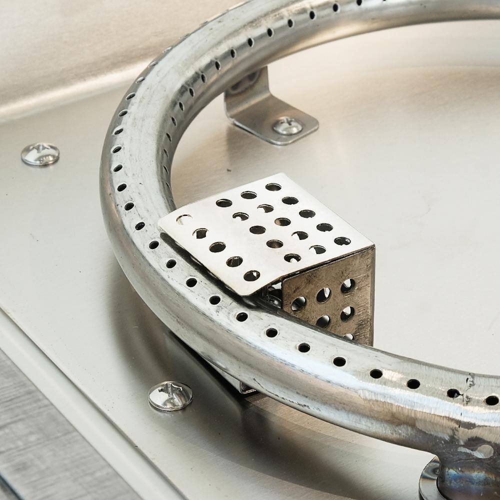 None 28 in. Light Gray Metal Slat Top Gas Fire Pit Table