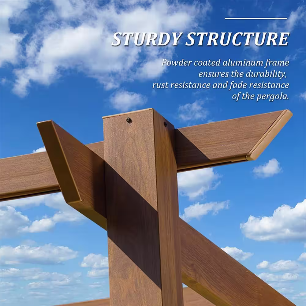 None 13 ft. x 9 ft. Outdoor Retractable Pergola with Weather-Resistant Sun Shade Canopy, Aluminum Pergola Gazebo for Party