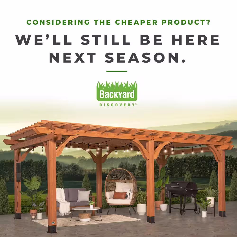 None Beaumont 20 ft. x 12 ft. Light Brown All Cedar Wooden Pergola