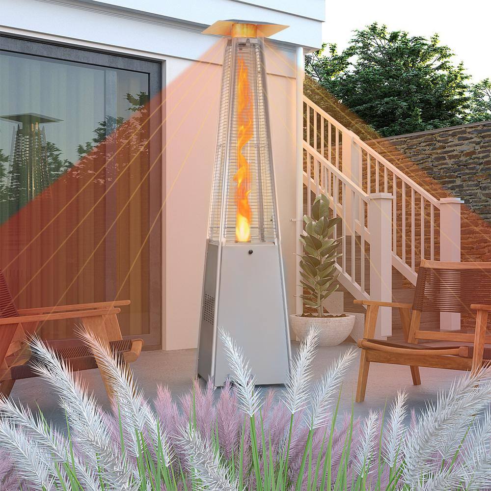 None 45,000 BTU Silver Stainless Steel Propane Gas Patio Heater