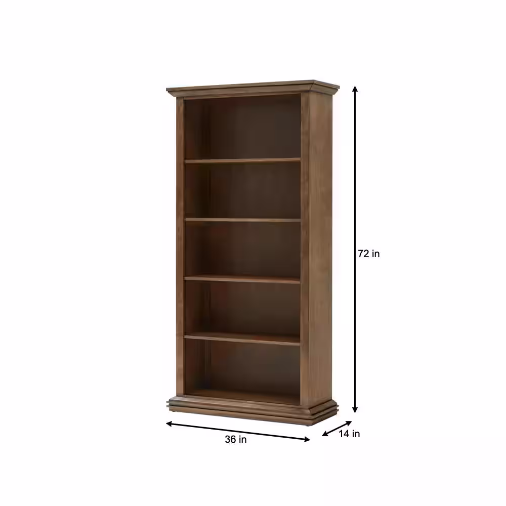 Home Decorators Collection Eldridge 72 in. H Haze Brown Color 5-Shelf Tall Standard Bookcase