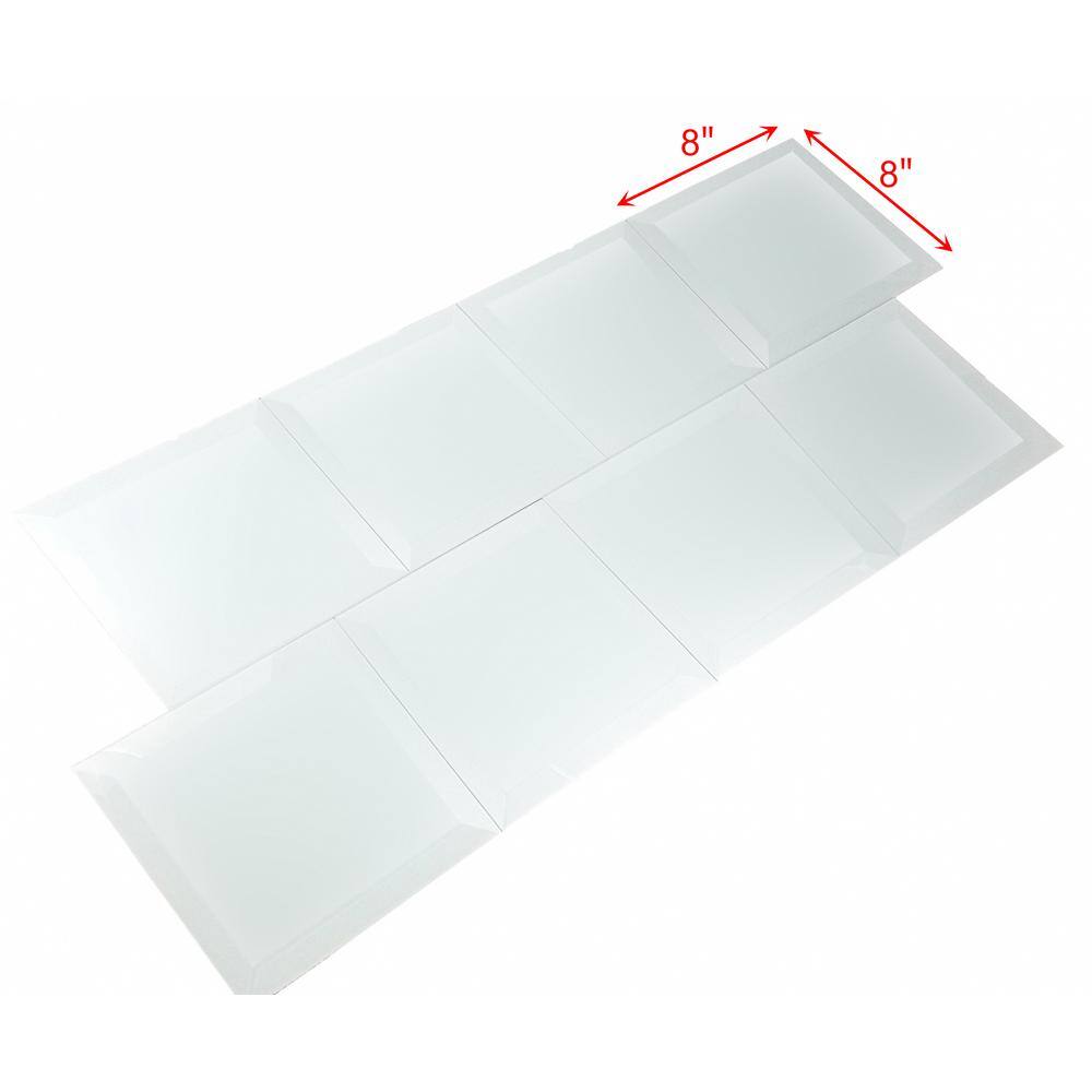 ABOLOS Frosted Elegance Matte Green Blue Beveled Square 8 in. x 8 in. Glass Decorative Wall Tile (0.444 sq. ft./Piece)