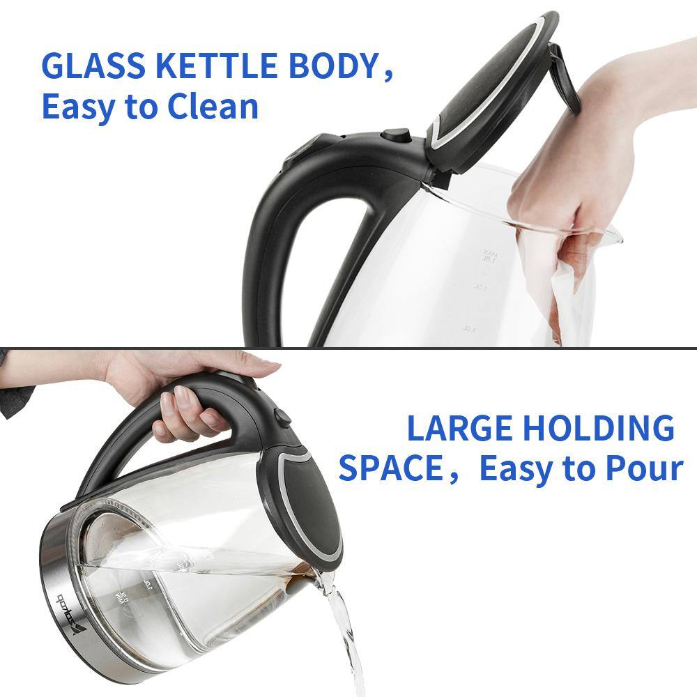 None 7.5-Cup Glass and Stainless Steel Electric Kettle