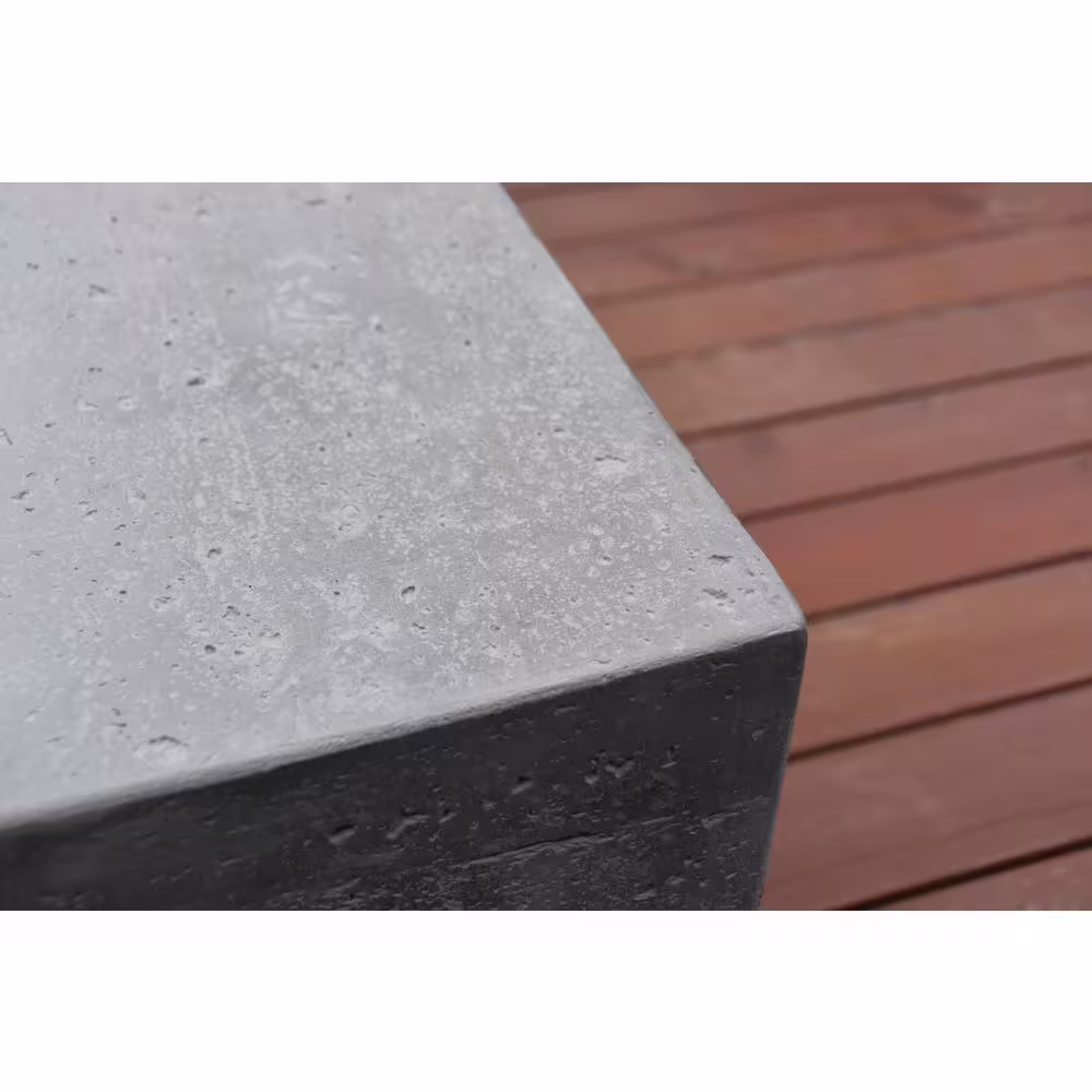 Elementi Manhattan 36 in. x 16 in. Square Concrete Natural Gas Fire Pit Table in Light Gray