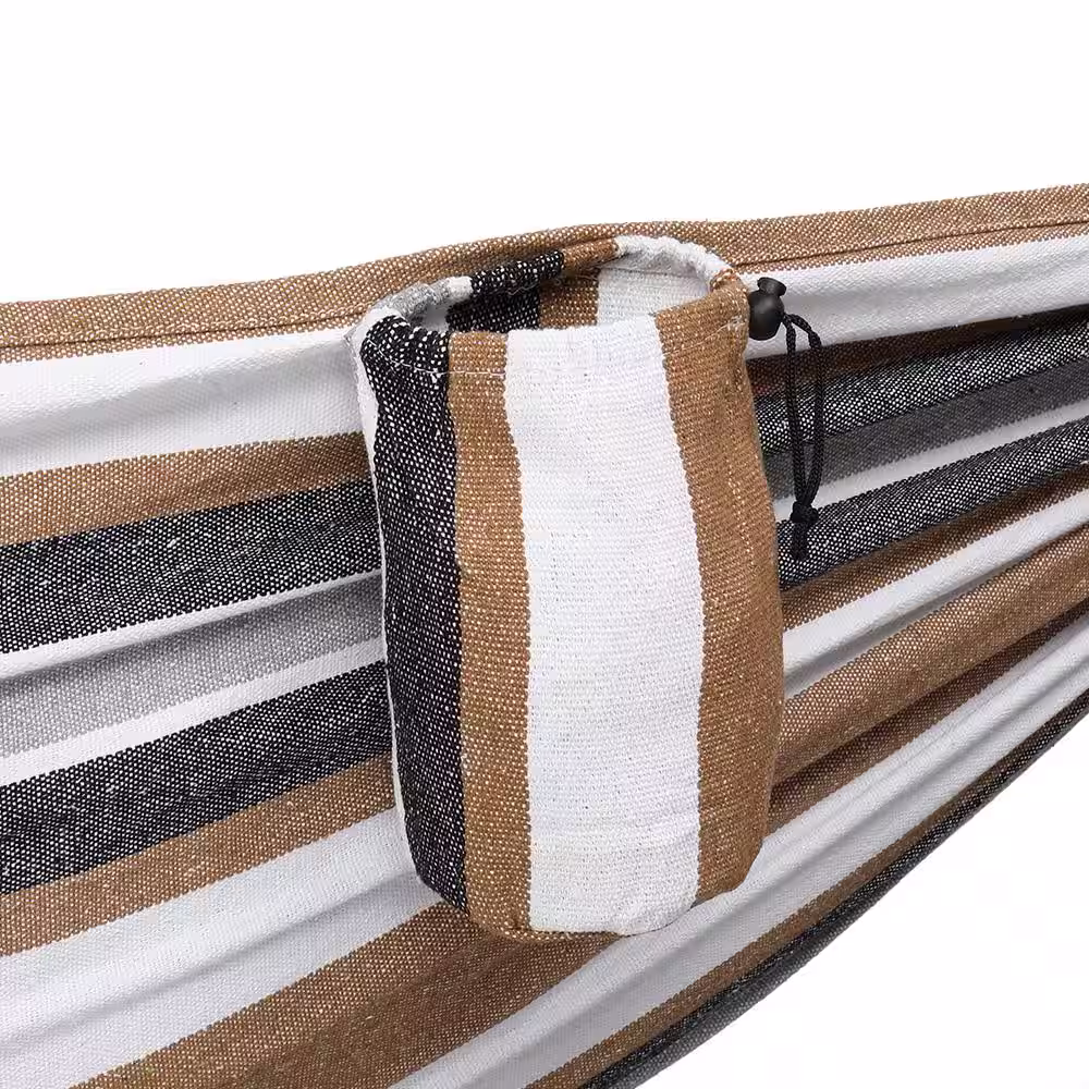 VINGLI 9 ft. Metal Hammock Stand with Double Hammock in Coffee