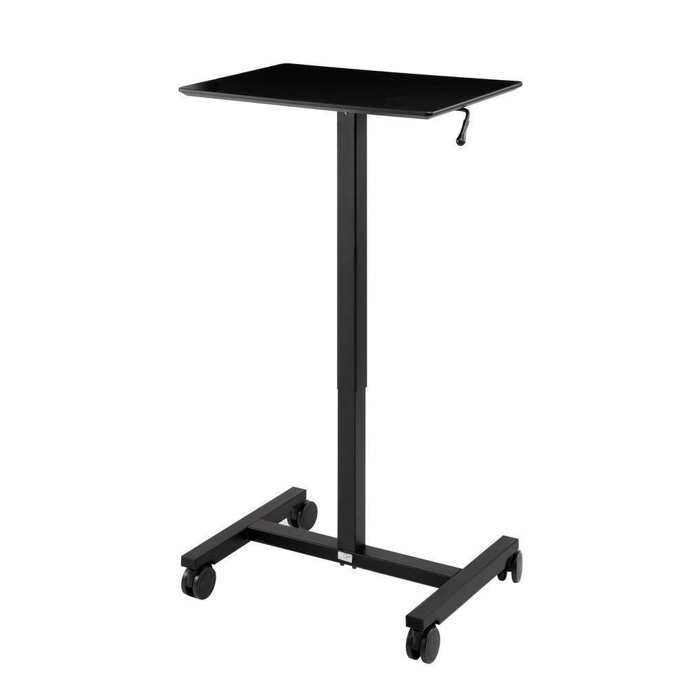 Seville Classics airLIFT 24.4 in. Rectangular Black Gas-Spring Sit-Stand Mobile Laptop Computer Cart Desk with Adjustable Height