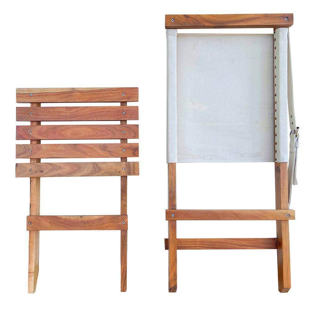 AmeriHome Acacia and Canvas Folding Chair