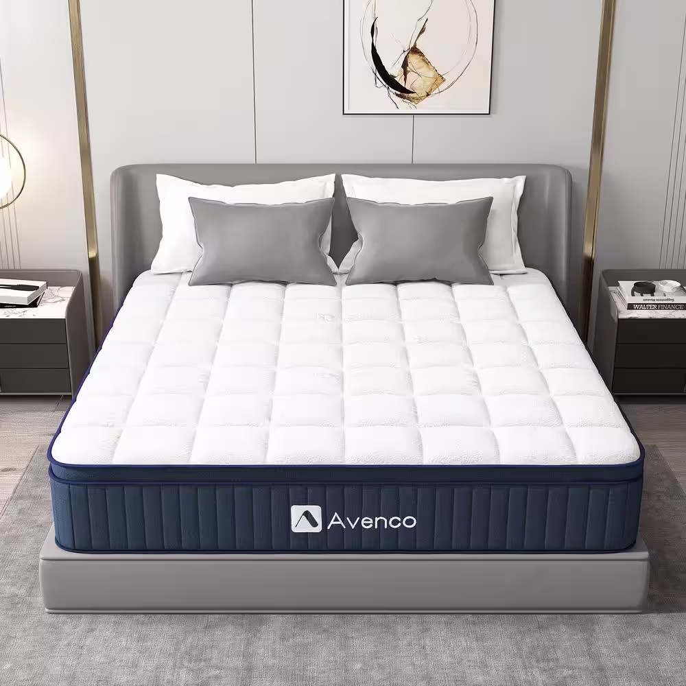 Avenco 12 in. Medium Firm Hybrid Pillow Top Motion Isolation Individual Pocket Spring Queen Mattress