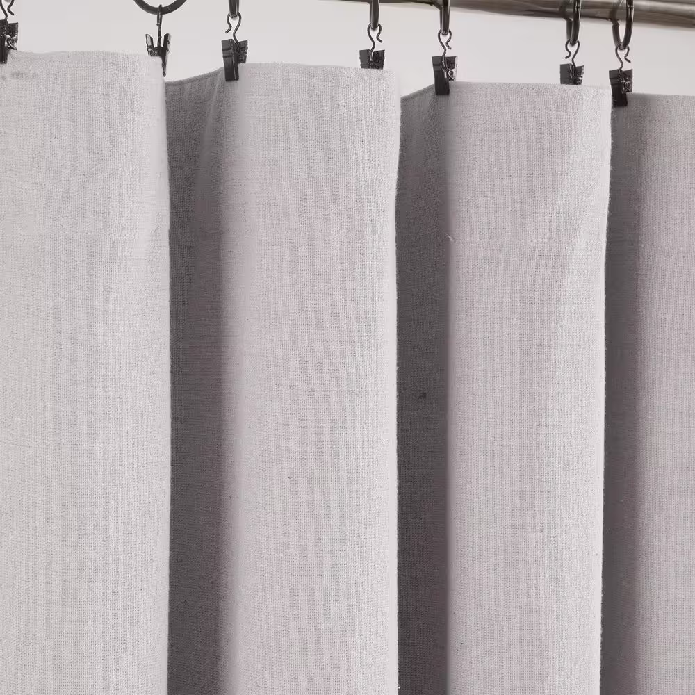 None Linen Button 100% Lined Gray/White 84 in. L x 40 in. W Blackout Single Panel Window Curtain