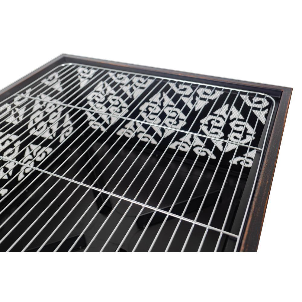 Pleasant Hearth Vienna 26 in. W x 26 in. H Square Steel Wood Burning Rubbed Bronze Fire Pit