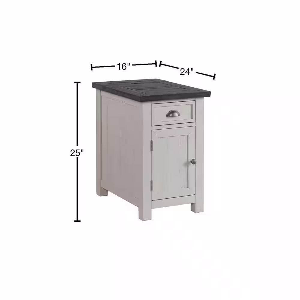 Martin Svensson Home Monterey 16 in. White and Grey Chairside End Table with Power