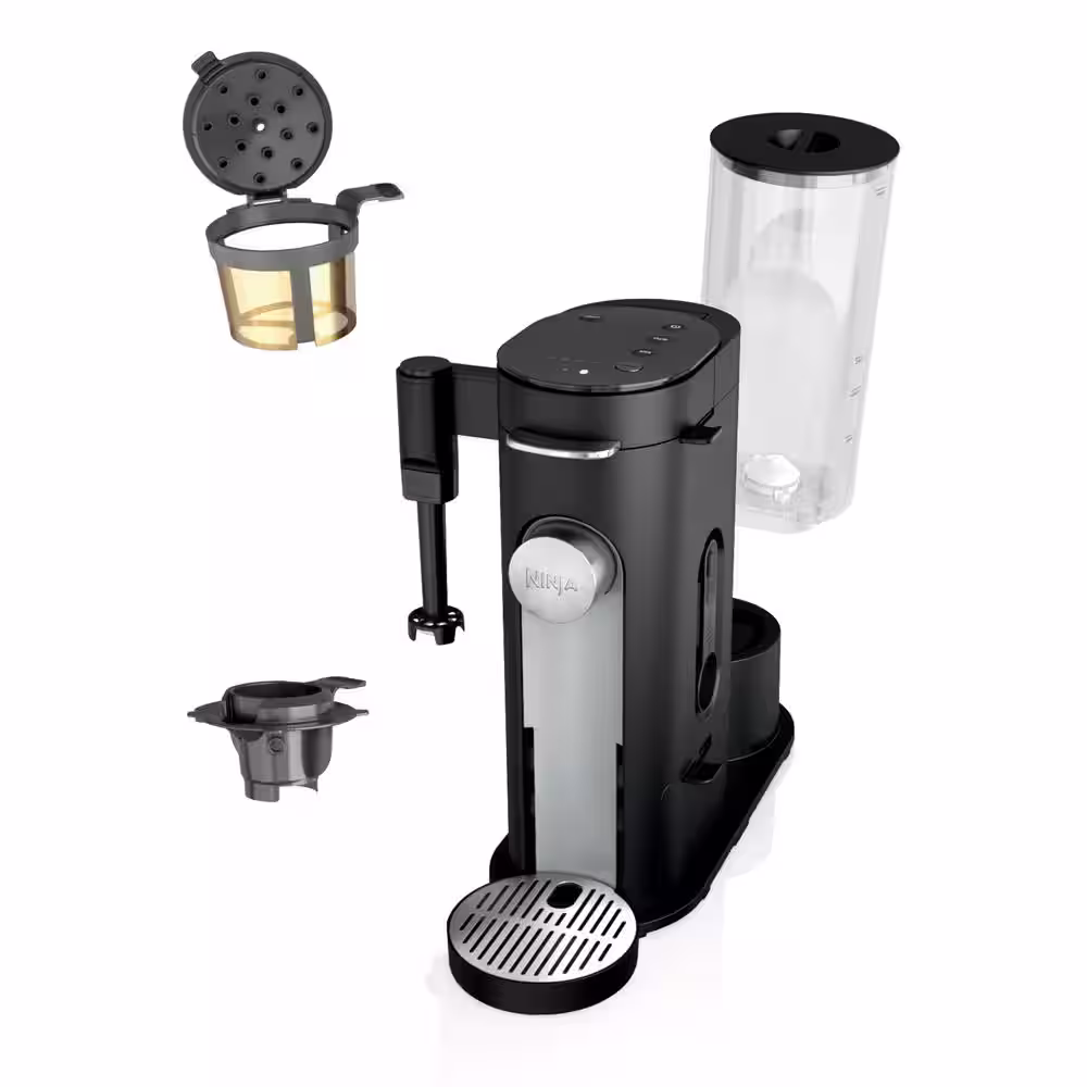 NINJA Pods and Grounds 3-Cup Black Specialty Single-Serve Coffee Maker with K-Cup Pod Compatibler-PB051
