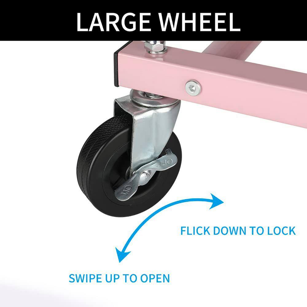 None Pink Metal Garment Clothes Rack with Wheels 48 in. W x 59 in. H