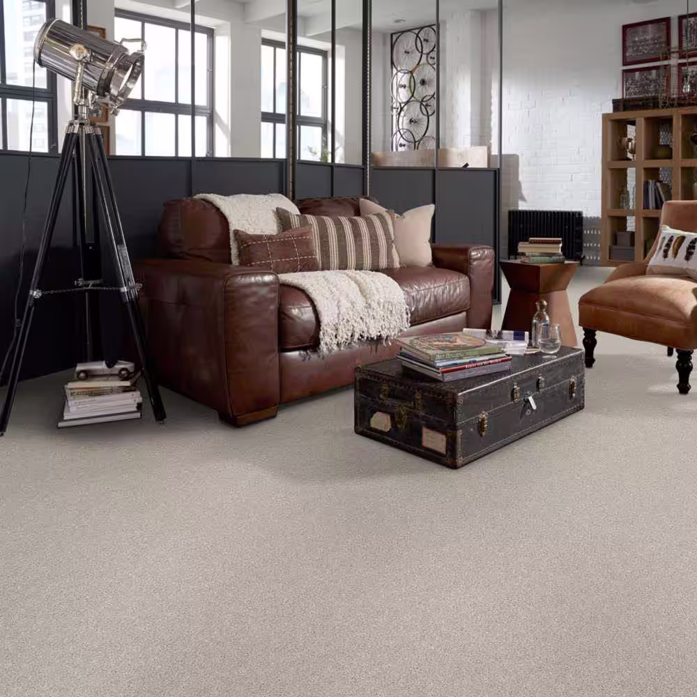 Home Decorators Collection Brave Soul II - Sterling - Gray 44 oz. Polyester Texture Installed Carpet