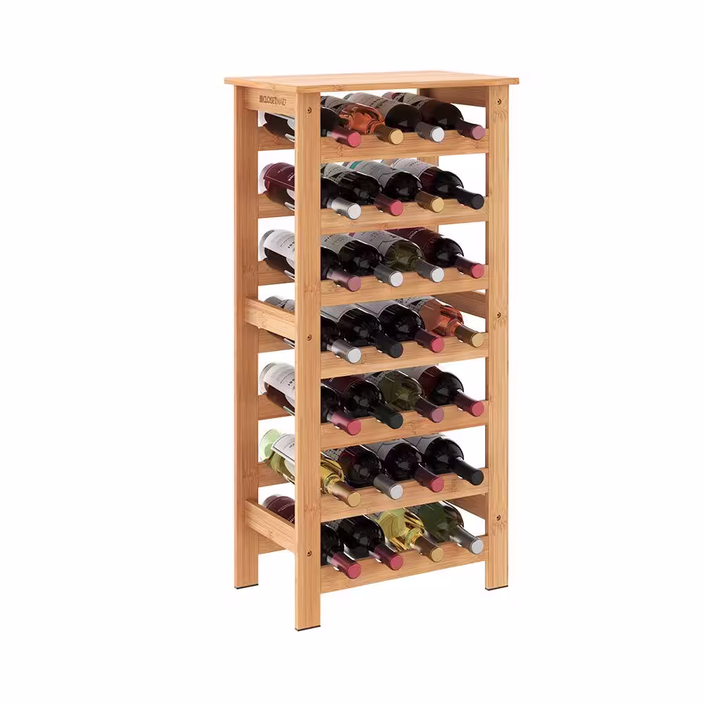 ClosetMaid 28-Bottle Bamboo Wine Rack Free-Standing Shelving Unit