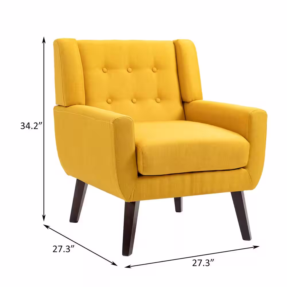 Uixe Mid-Century Modern Button Yellow Accent Arm Chair (set of 2)