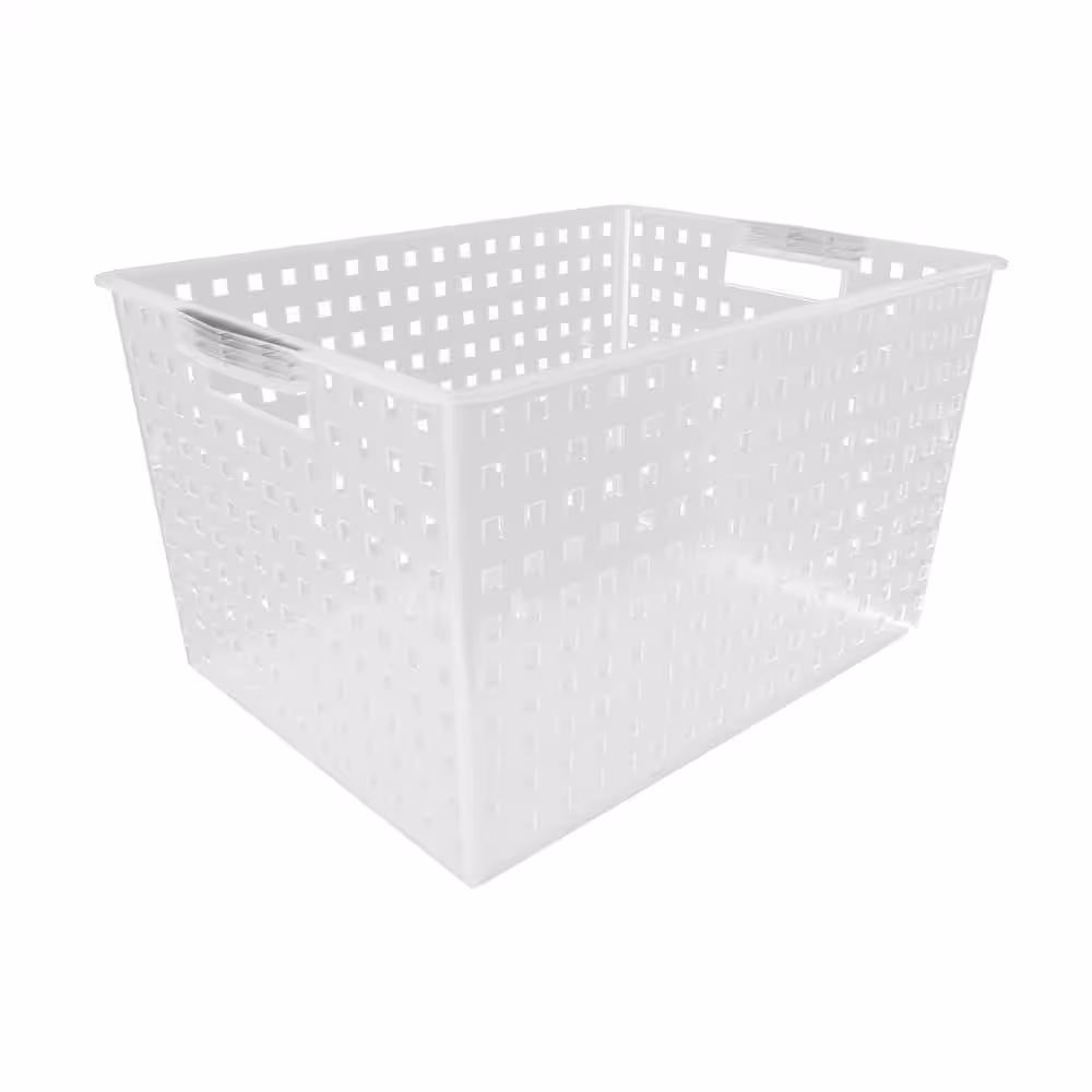 Rev-A-Shelf 11.875 in. H x 14.375 in. W White Cloth 1-Drawer Wide Mesh Wire Basket