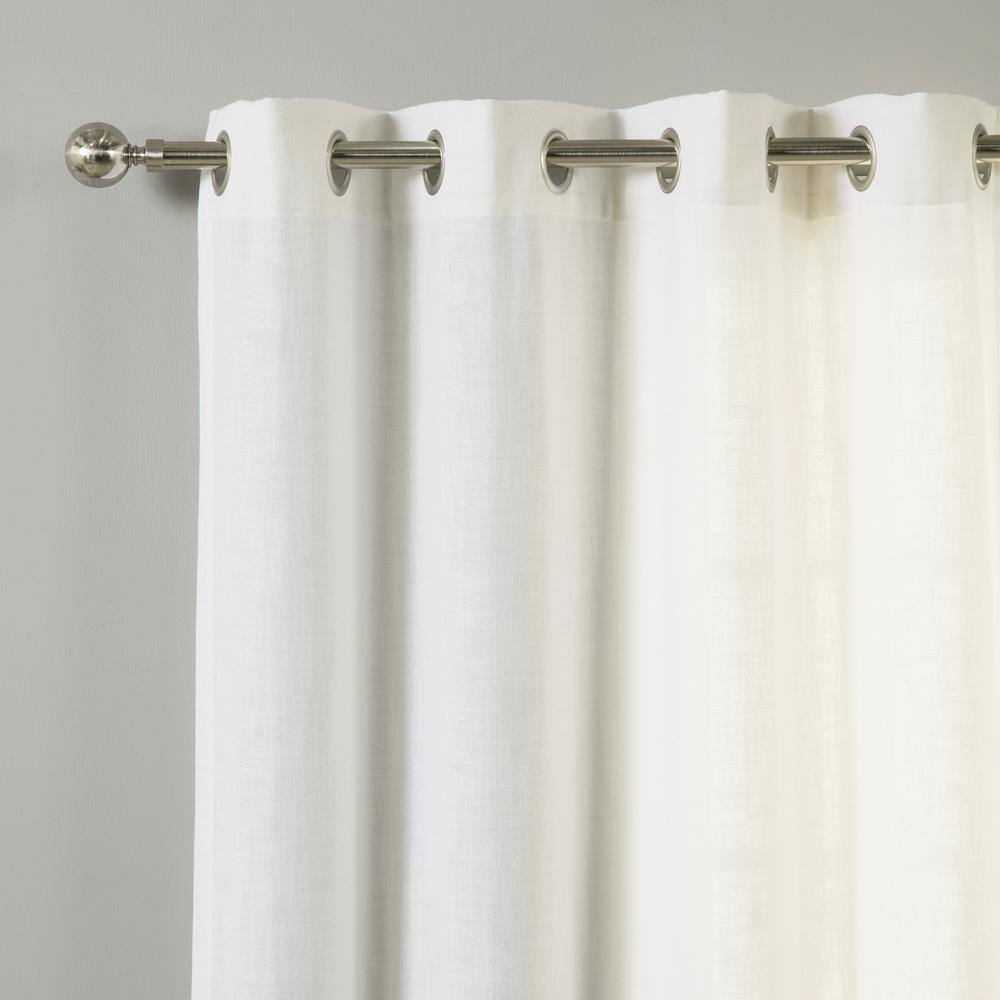 None Optic White Linen Linen Grommet Room Darkening Curtain - 52 in. W x 84 in. L (Set of 2)