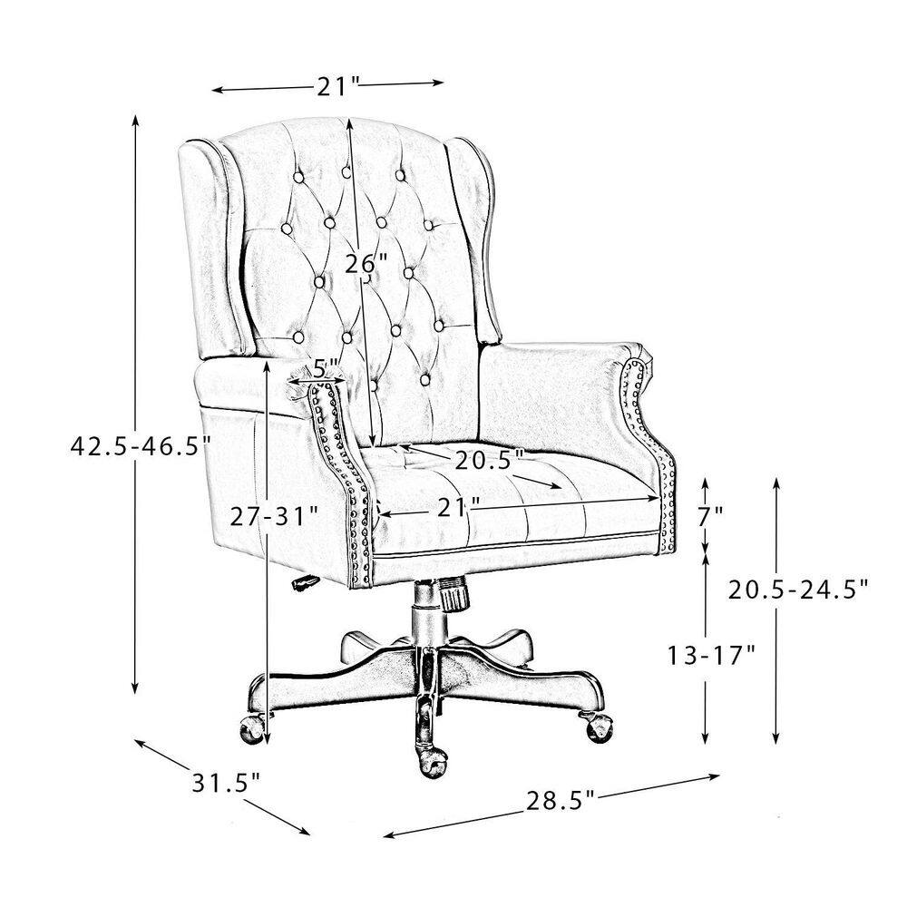 JAYDEN CREATION Micaela Camel Swivel Executive Chair with Nailhead Trim