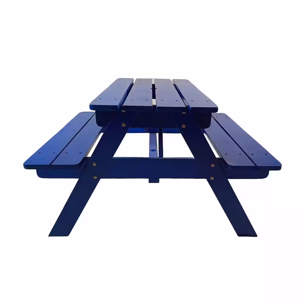None 7.8 in. W Blue Natural Rectangles Solid Wood Outdoor Children's Camping Picnic Table, Dining Table