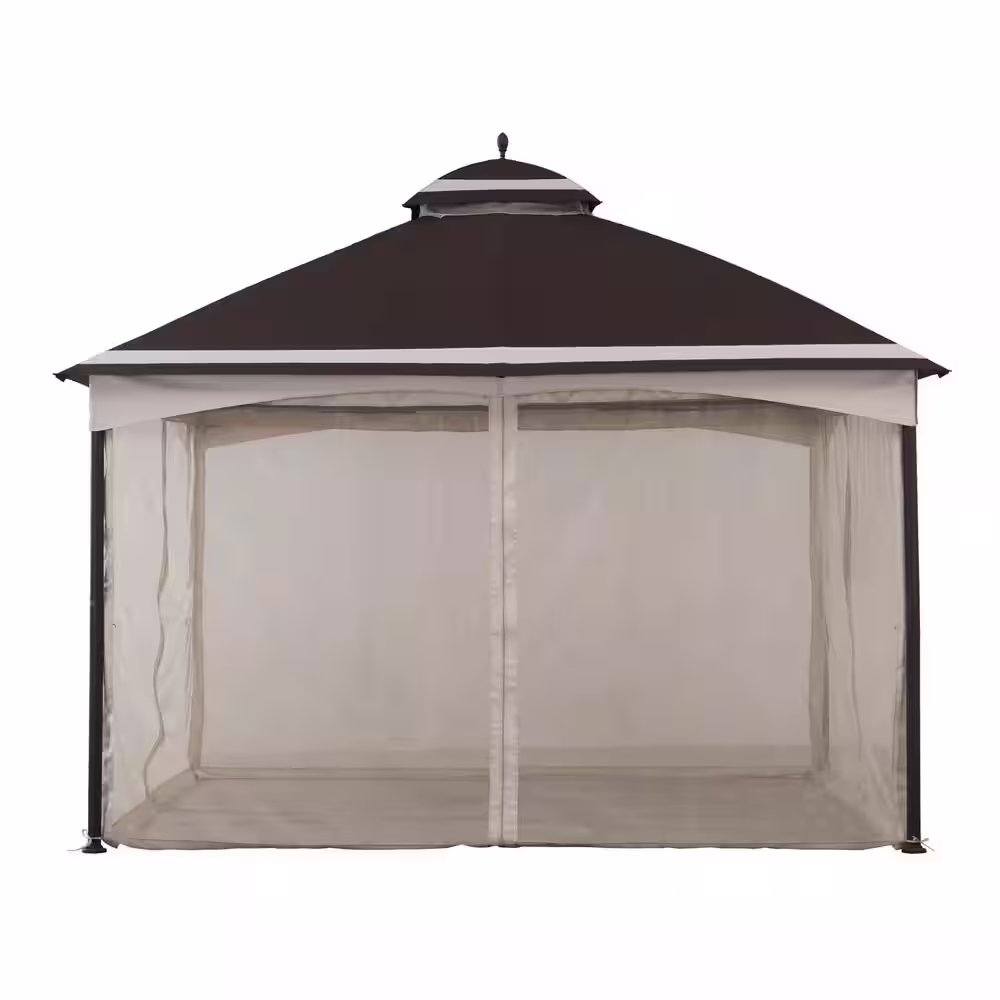 Sunjoy Zela 10.5 ft. x 13 ft. Brown and Tan 2-tier Steel Gazebo