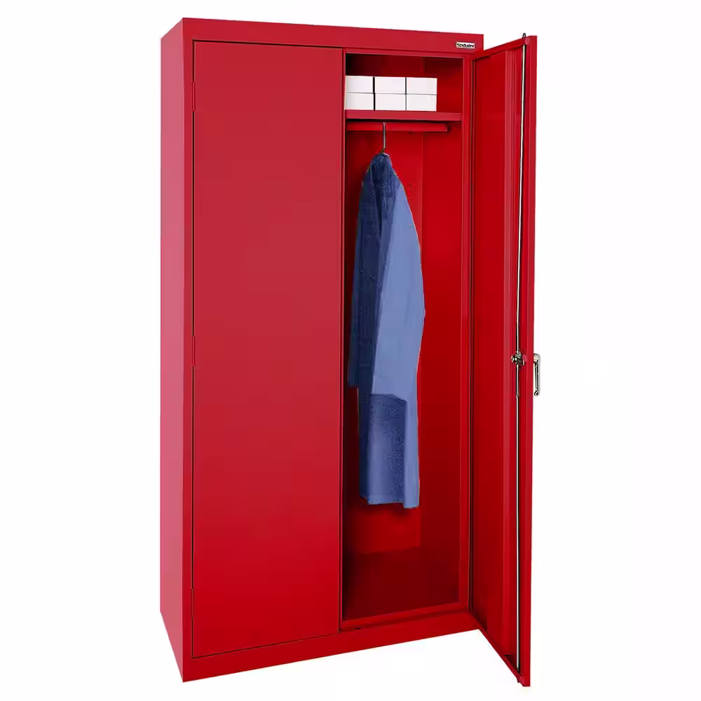 Sandusky Classic Series ( 36 in. W x 72 in. H x 24 in. D ) Wardrobe Steel Garage Freestanding Cabinet in Red