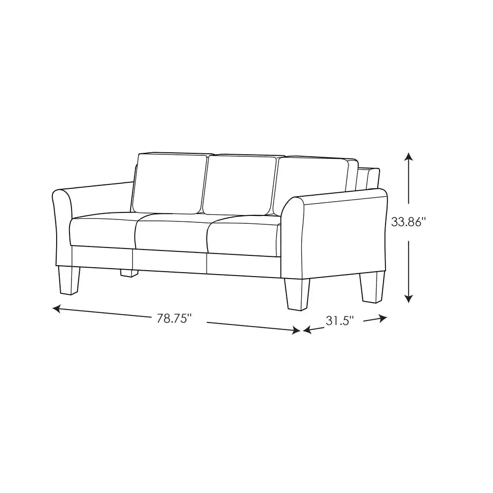 Lifestyle Solutions Wesley 31.5 in. Dark Grey Microfiber 4-Seater Tuxedo Sofa with Round Arms