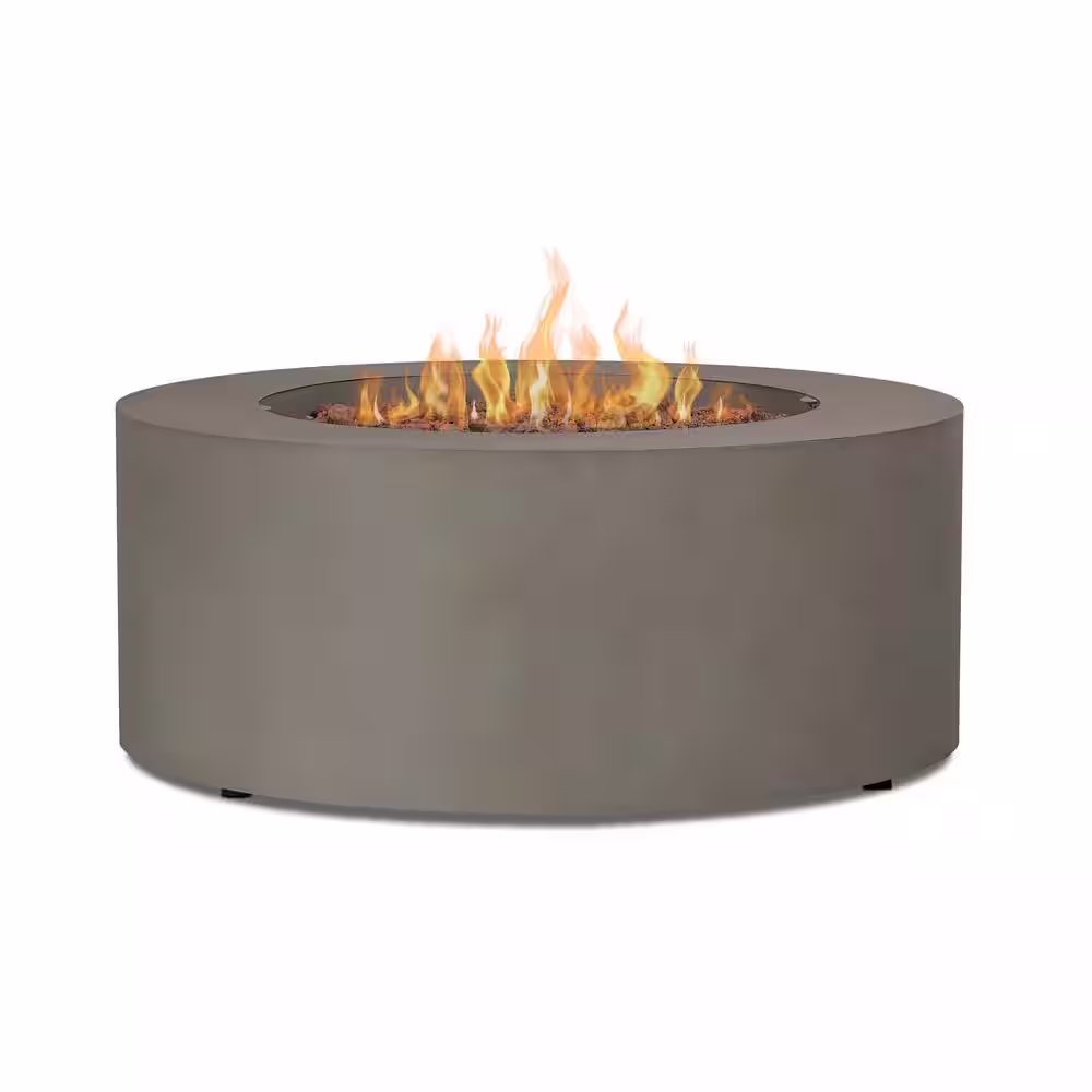 Real Flame Aegean 36 in. W X 15 in. H Round Powder Coated Steel Liquid Propane Fire Pit in Mist Gray with NG Conversion Kit