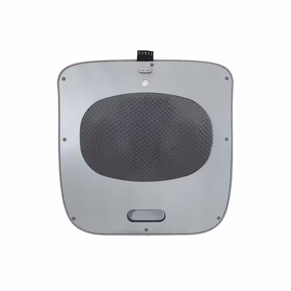 Synca Wellness REI Grey Foot, Calf and Lumbar 3-Speed Heated Ottoman Massager with Warm Cotton Shiatsu Calf Massage