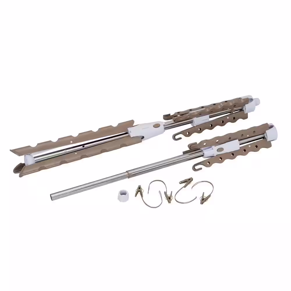 None 26 in. x 77.5 in. White Metal 2-Tier Tripod Garment Rack with Hanging Clothespins