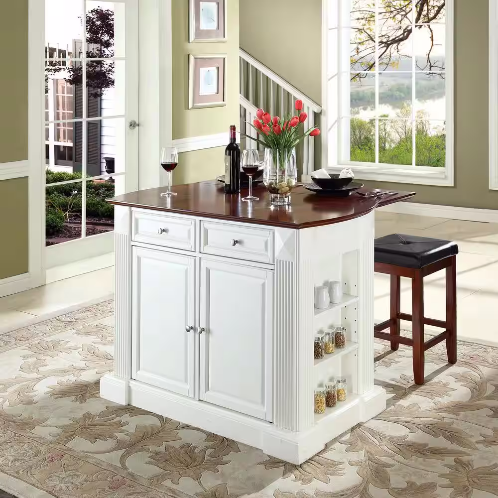 CROSLEY FURNITURE Coventry White Kitchen Island with Stools