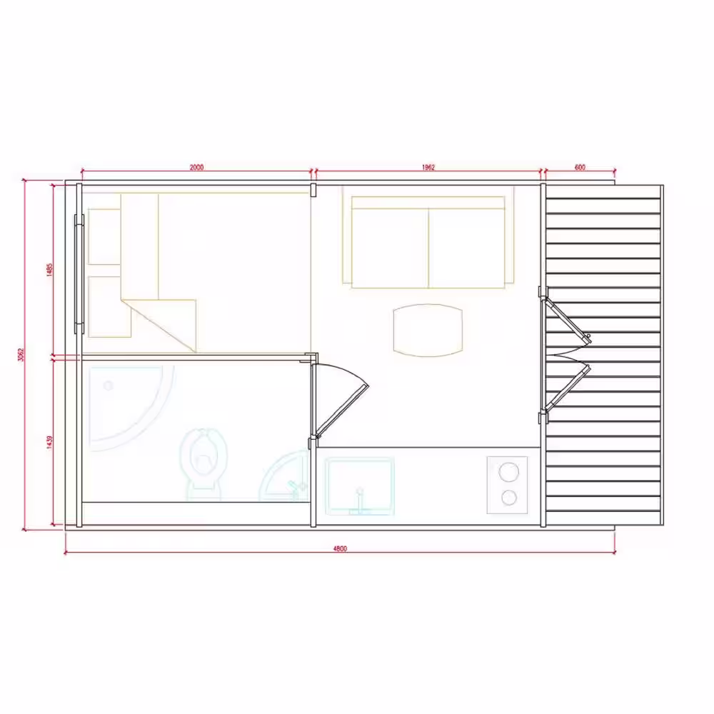 Hud-1 EZ Buildings Non Professionally Installed Campers Pod D 10 ft. W x 13 ft. D Pod Style Log Cabin Kit