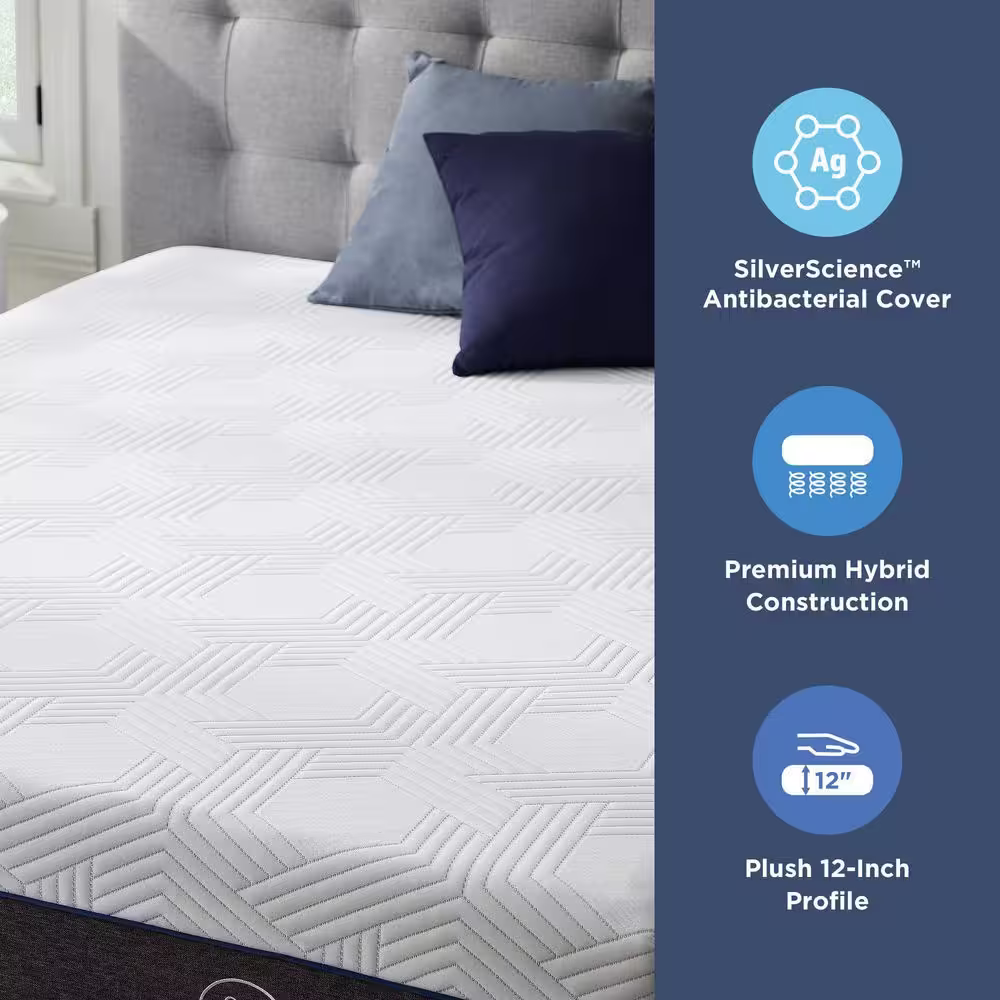 None Twin XL Medium Plush Silver Infused Hybrid 12 in. Mattress