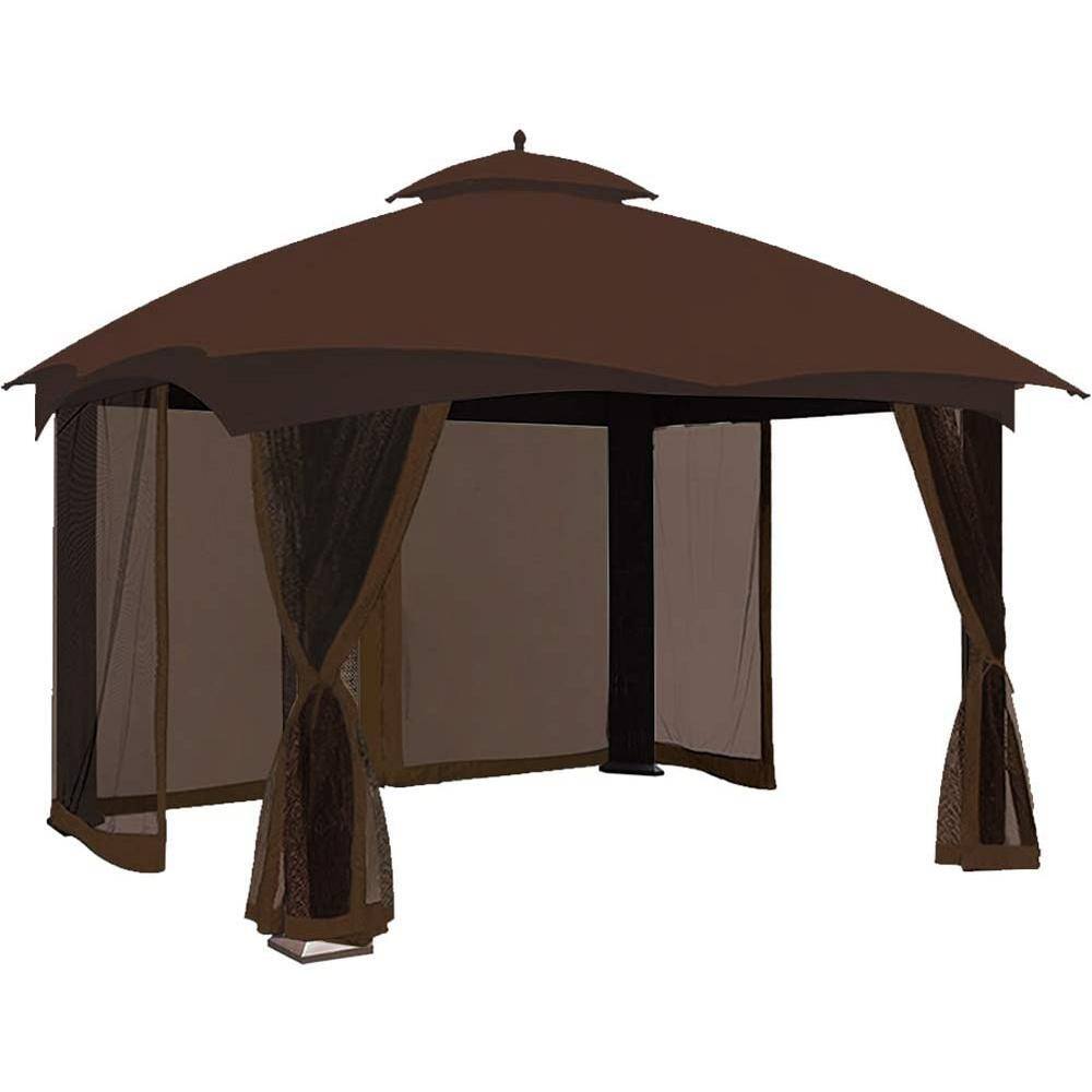 CoastShade 8 ft. x 8 ft. Replacement Gazebo Canopy Mosquito Netting Screen Brown