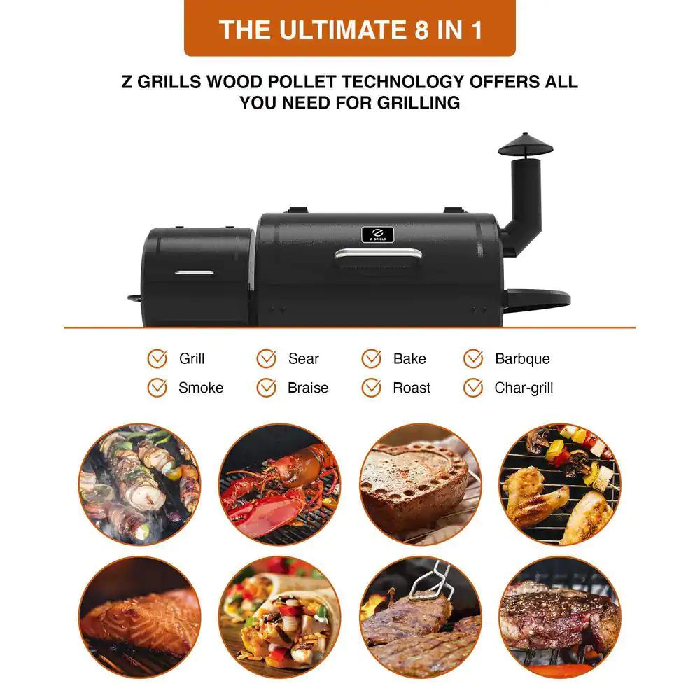 Z GRILLS 459 sq. in. Wood Pellet Grill and Smoker PID, Black