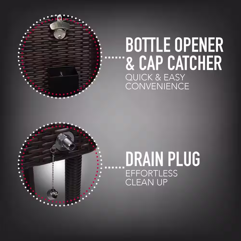 PERMASTEEL 80 Qt. Wicker Patio Rolling Cooler Black/Brown