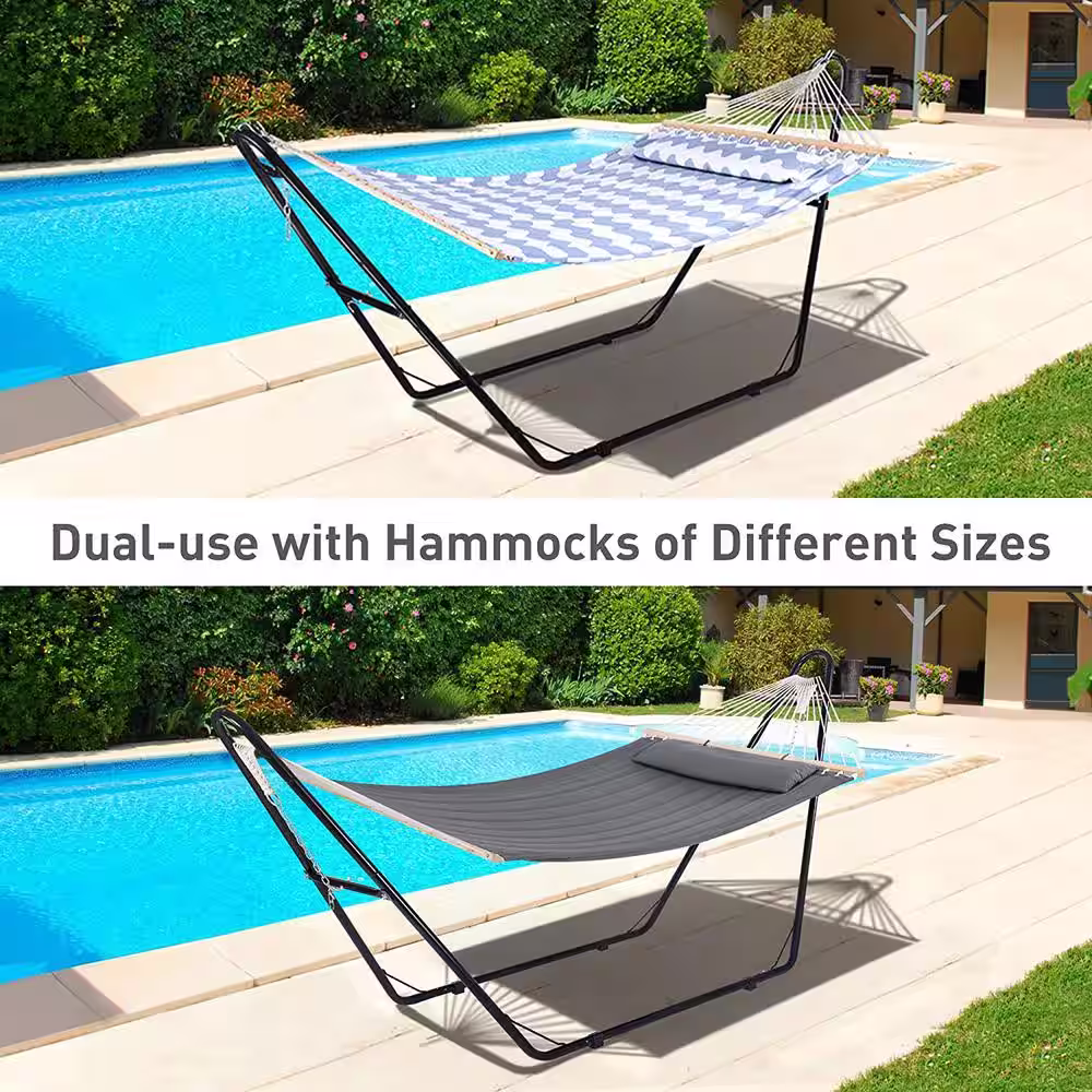 Atesun 10 ft. Metal Hammock Stand, 475 lbs. Capacity in Black