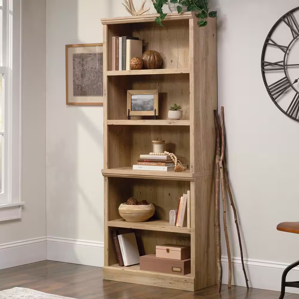 SAUDER Aspen Post 29.291 in. Wide Prime Oak 5-Shelf Standard Bookcase