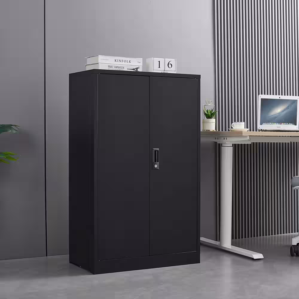 Tenleaf Black Metal File Cabinets with Locking Doors and Adjustable Shelf
