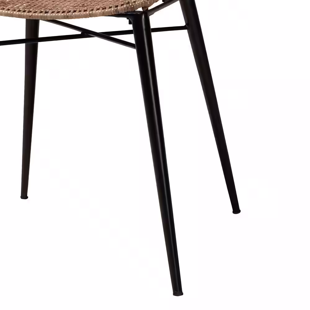 None Ballerina Greywashed Rattan and Black Dining Chair (Set of 2)