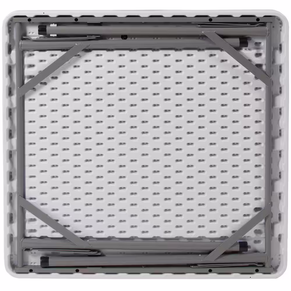 None 34.5 in. Granite White Plastic Tabletop Metal Frame Folding Table