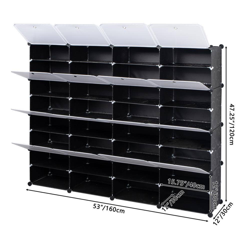 None 63.78 in. H 56-Pair Black Shoe Rack